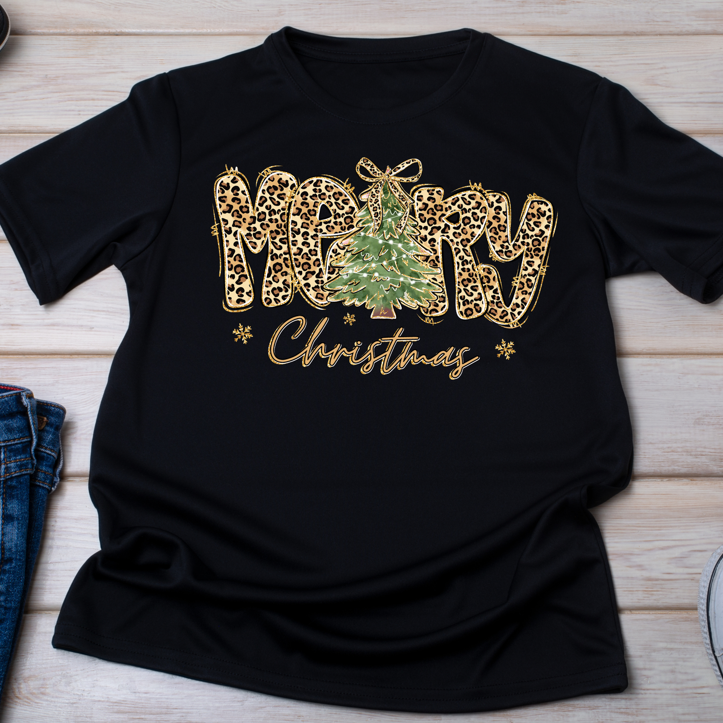 Merry Christmas Leopard Tee