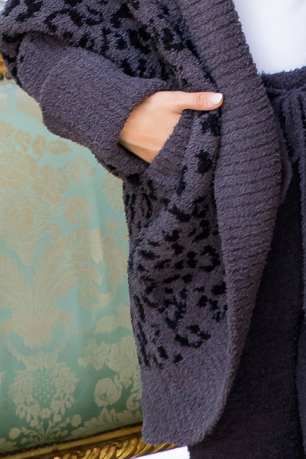 Black Leopard Slouchy Cardigan