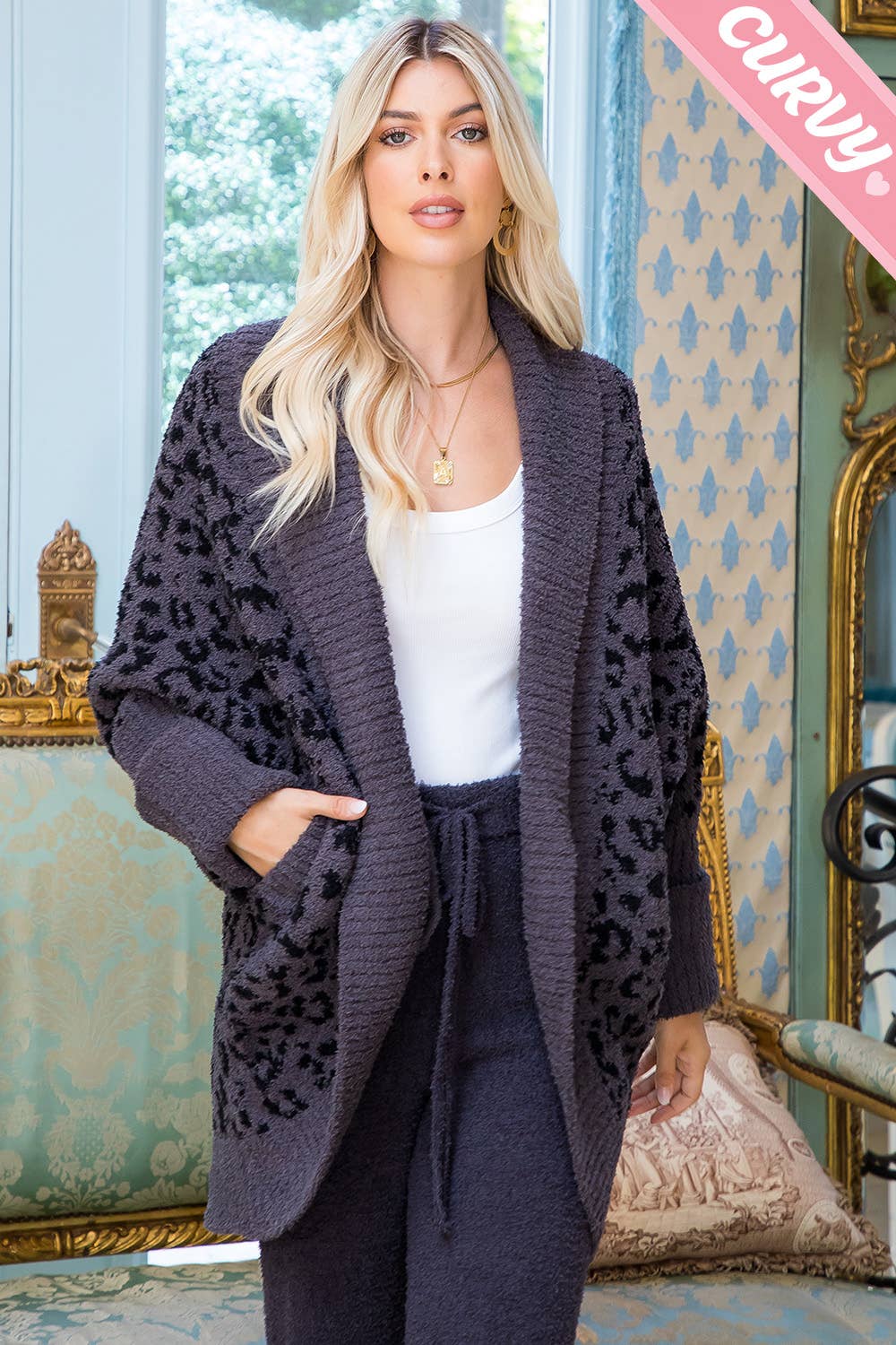 Black Leopard Slouchy Cardigan
