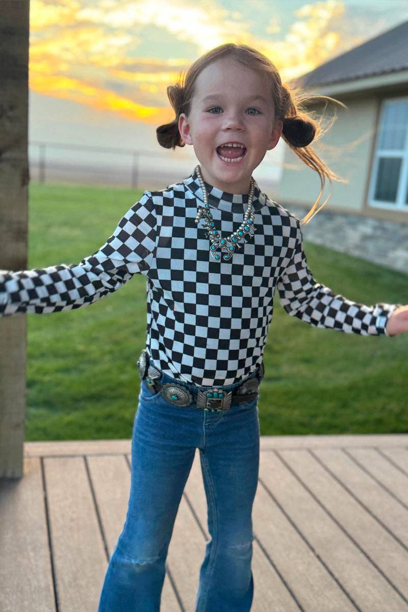 Kids Checkered Mesh Top
