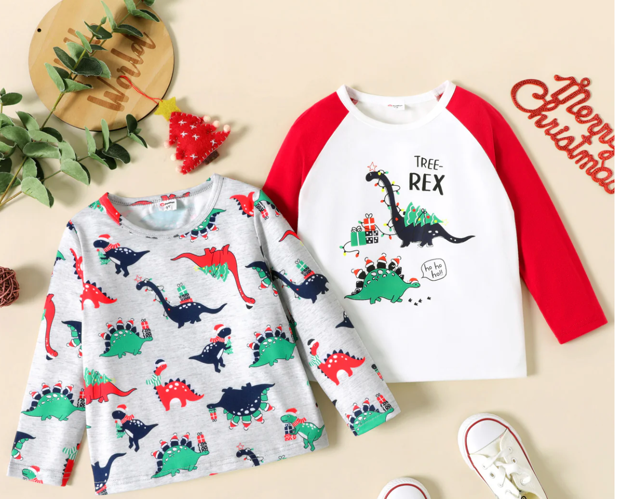 Kids Dinosaur Christmas Tee