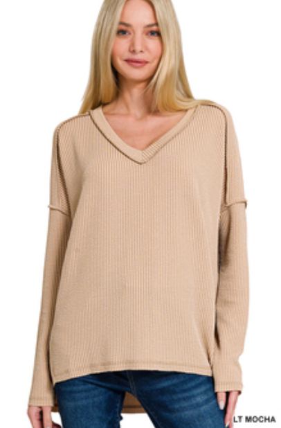 Light Mocha Ribbed Long Sleeve