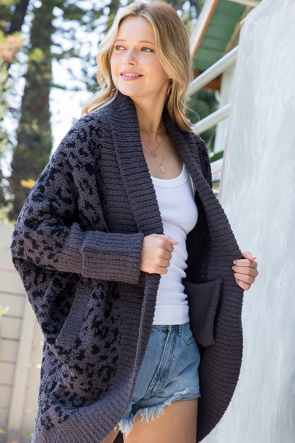 Black Leopard Slouchy Cardigan