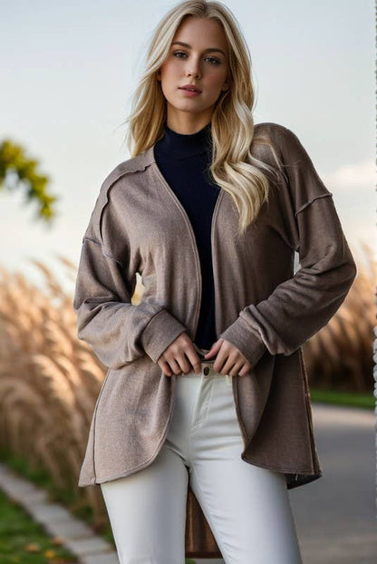 Mocha Open Cardigan