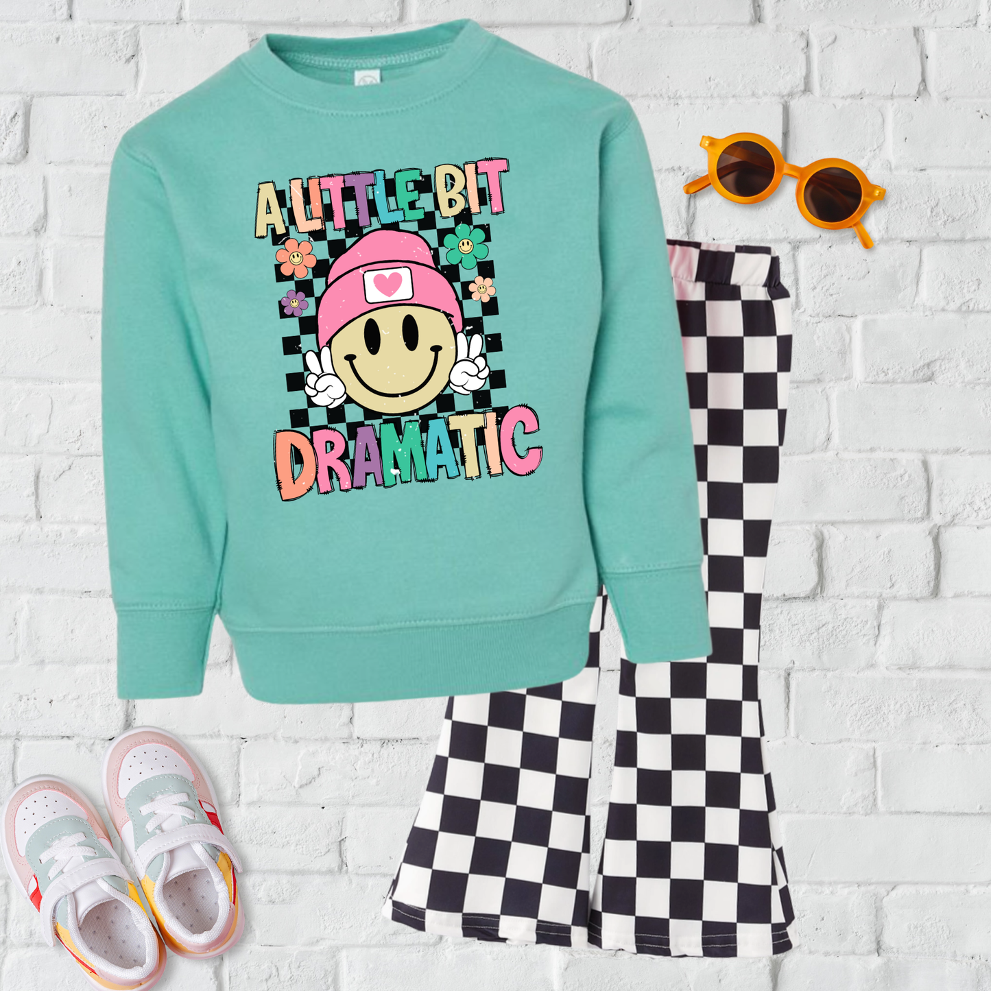 Girls Black and White Checked Flare