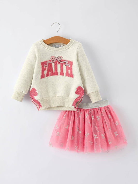 Girls Faith Sweatshirt and Skirt Set