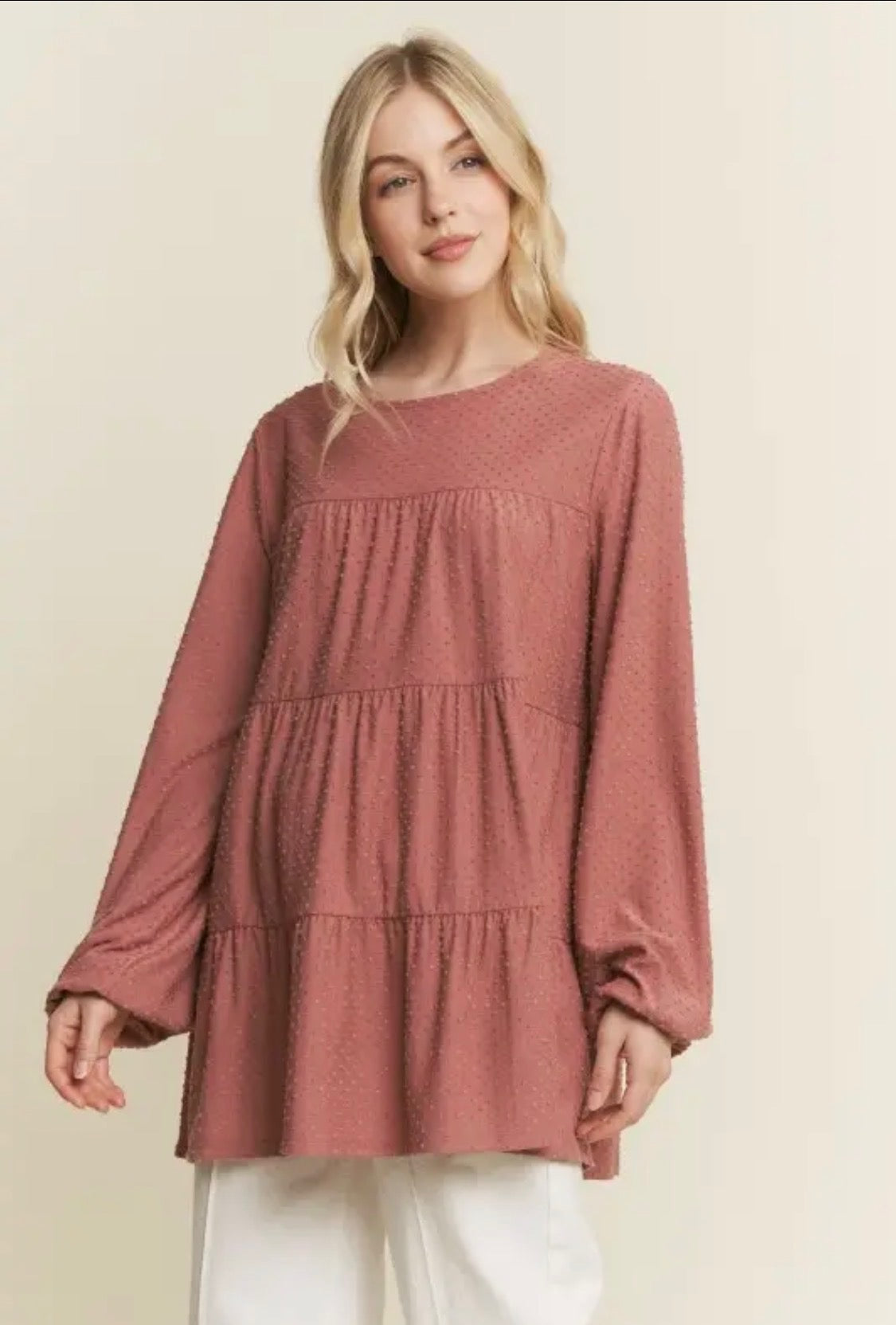 Swiss Dot Top Mauve