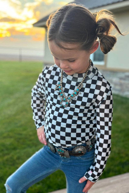 Kids Checkered Mesh Top