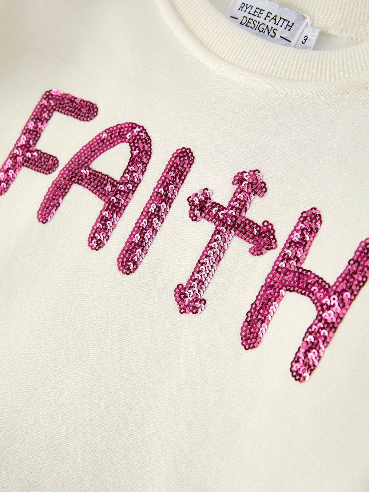 Girls Christian Outfit – Long Sleeve Faith Top & Pink Cross Mesh Skirt