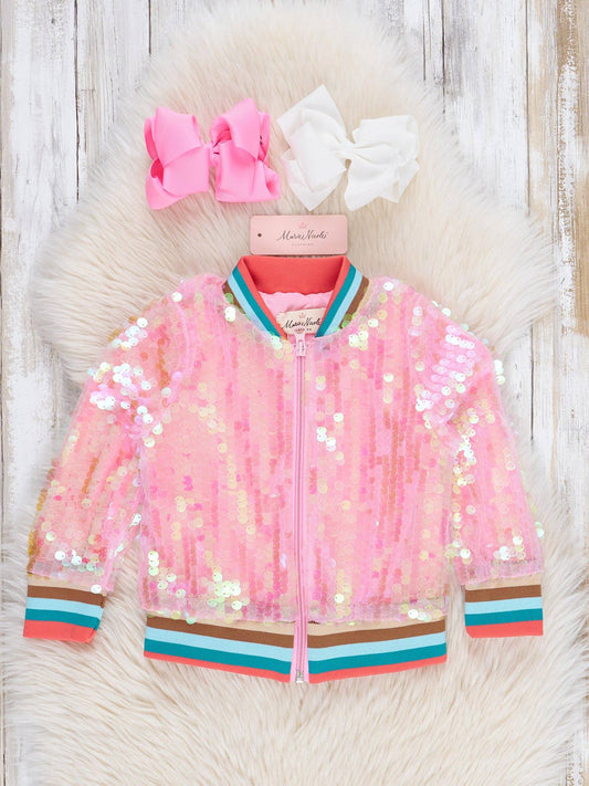 Pink Sparkle Bomber Jacket