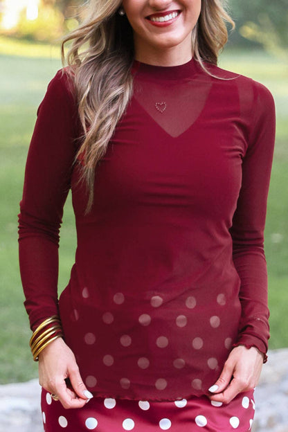 Burgundy Mesh Top
