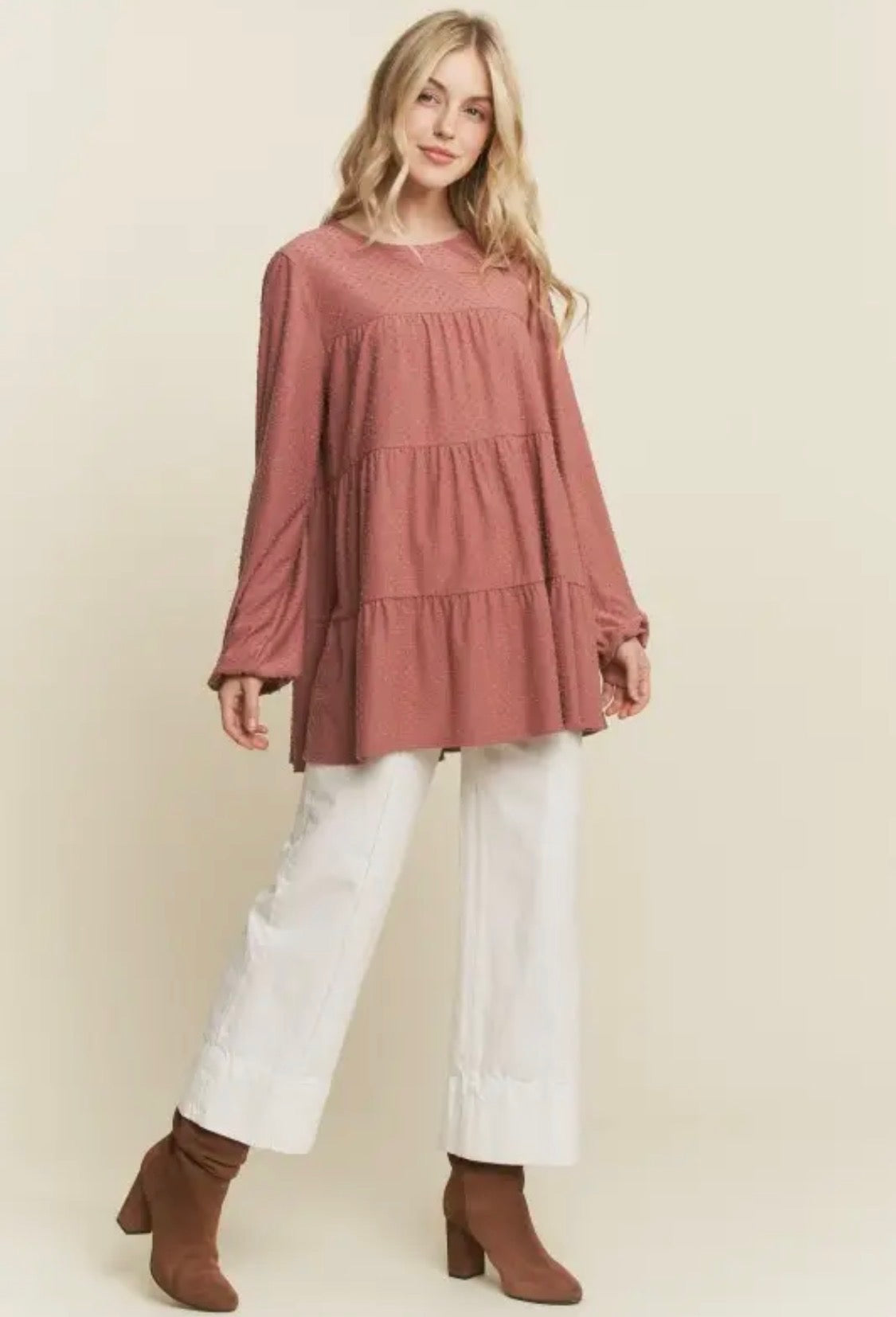Swiss Dot Top Mauve