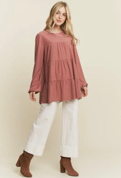 Swiss Dot Top Mauve