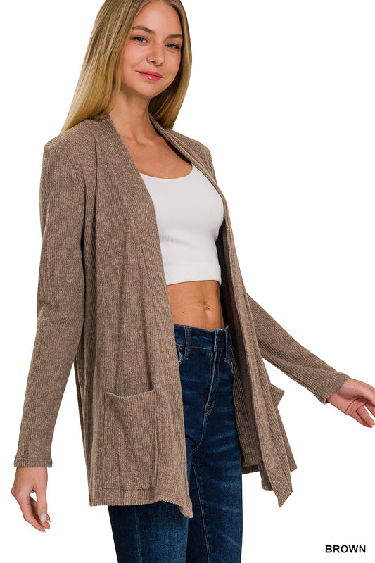 Chocolate Ribbed Cardigan