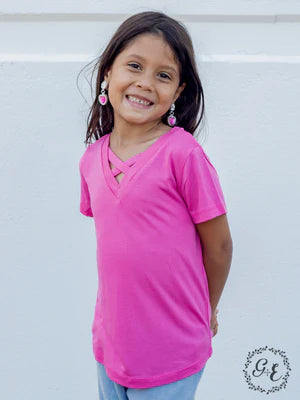 Girls Pink V Neck Tee