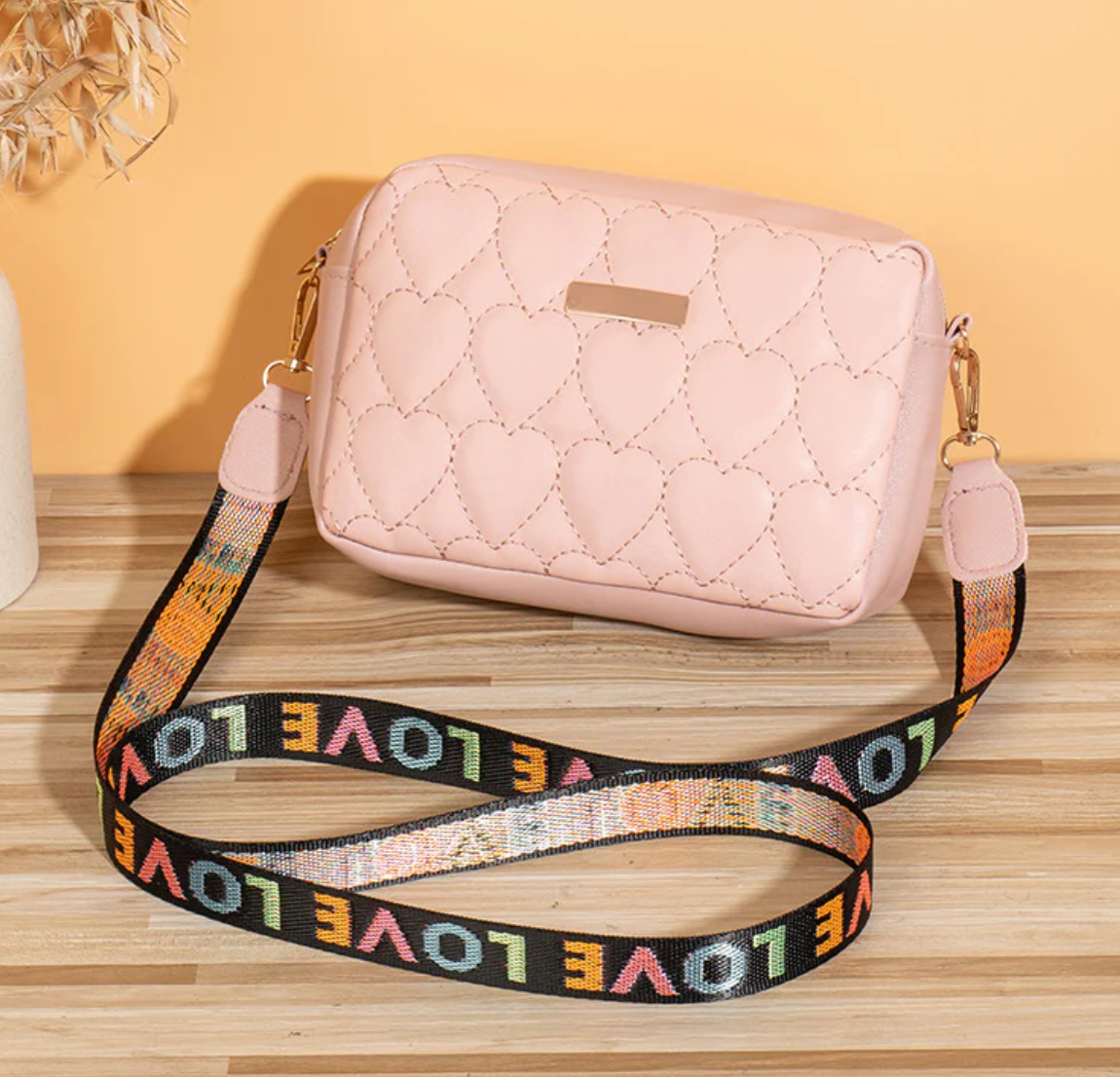 Embroidered Heart Crossbody