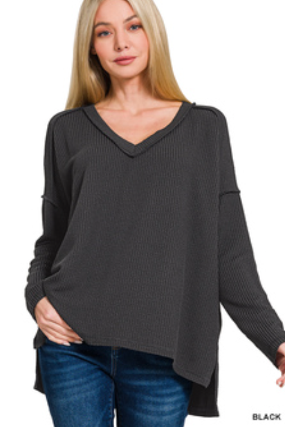 Black Ribbed Long Sleeve