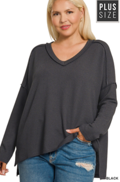 Black Ribbed Long Sleeve