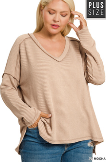 Light Mocha Ribbed Long Sleeve