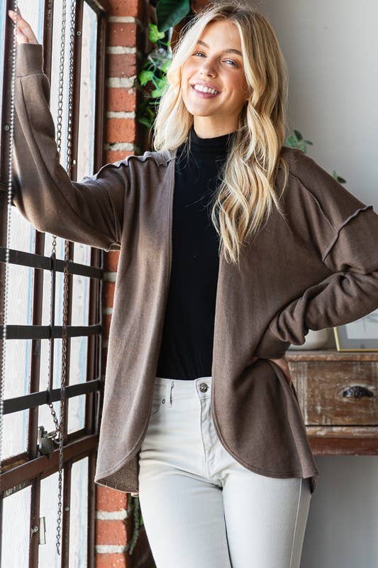 Mocha Open Cardigan