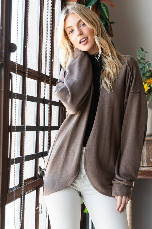 Mocha Open Cardigan