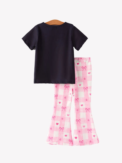 Girls Pink Bow Flare