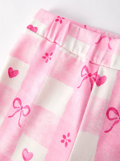 Girls Pink Bow Flare