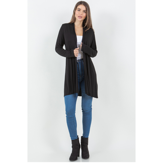 Black Straight Hem Cardigan