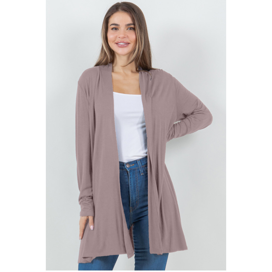Mocha Straight Hem Cardigan