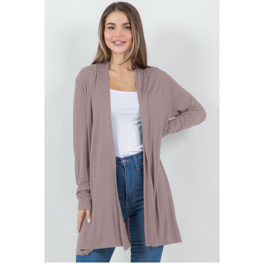 Mocha Straight Hem Cardigan