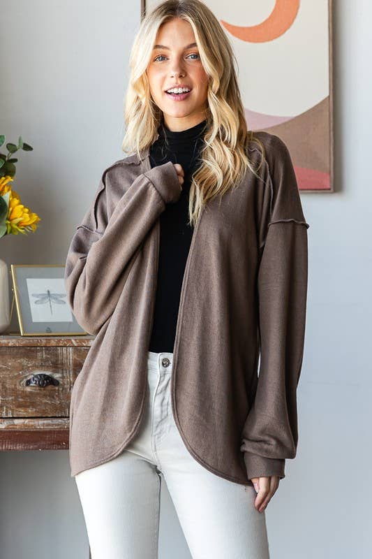 Mocha Open Cardigan