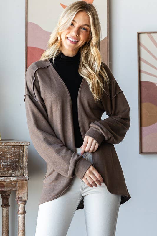 Mocha Open Cardigan