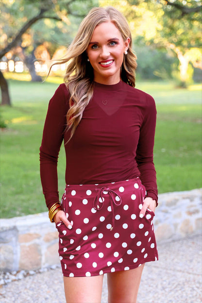 Burgundy Mesh Top