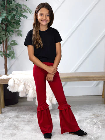 Kids Red Ruffle My Feathers Flares