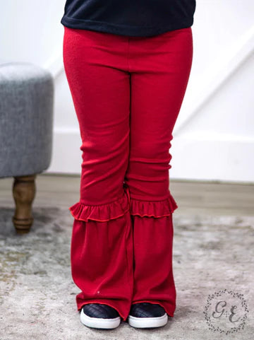 Kids Red Ruffle My Feathers Flares