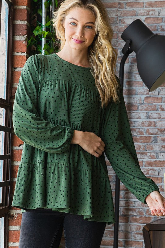 Swiss Dot Top Olive/Black